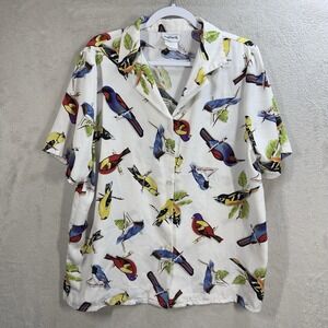 BonWorth Vintage Colorful Bird Print Blouse Women's M Relaxed Fit